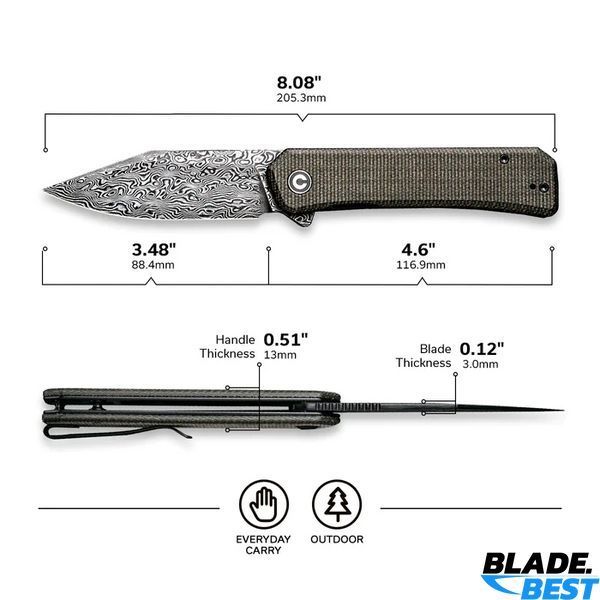 CIVIVI Relic Micarta Damascus фото