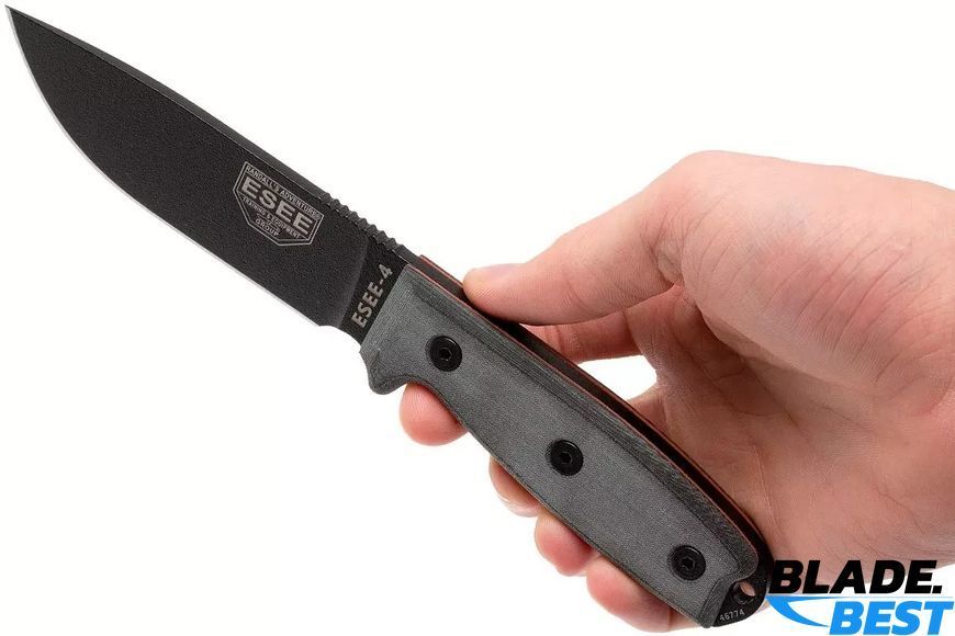 ESEE Model 4 black, grey micarta (sheath+clip) фото