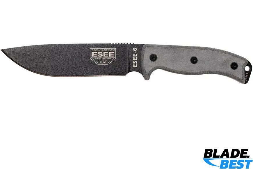 ESEE Model 6 black, grey micarta (sheath+clip) фото